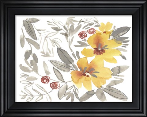 Framed Golden Flower Composition II Print