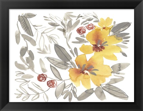 Framed Golden Flower Composition II Print