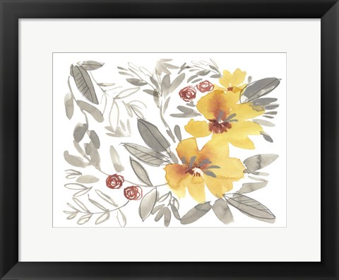 Framed Golden Flower Composition II Print