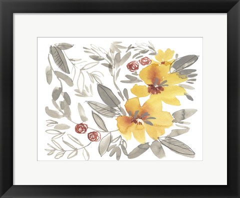 Framed Golden Flower Composition II Print