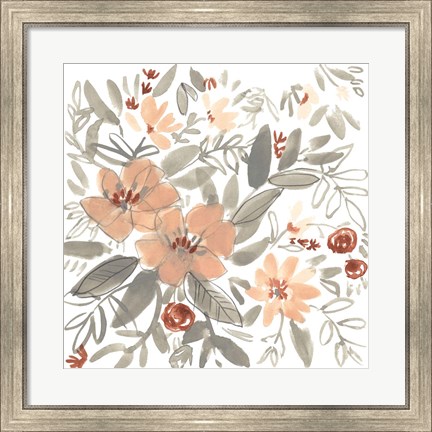 Framed Peach &amp; Rust Blooms I Print