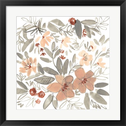 Framed Peach &amp; Rust Blooms II Print