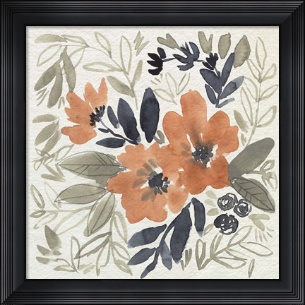 Framed Sienna &amp; Paynes Flowers I Print
