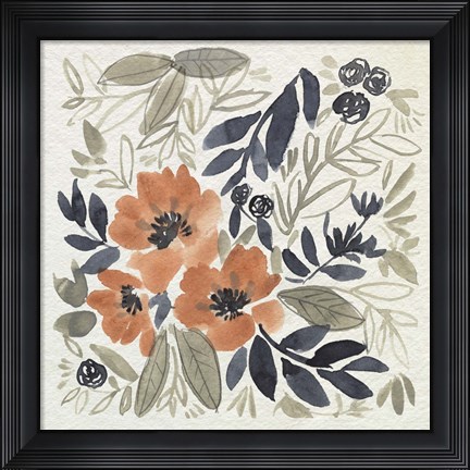 Framed Sienna &amp; Paynes Flowers II Print