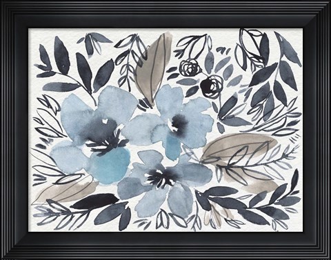 Framed Blue &amp; Paynes Blooms II Print