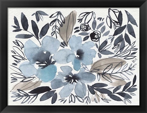 Framed Blue &amp; Paynes Blooms II Print