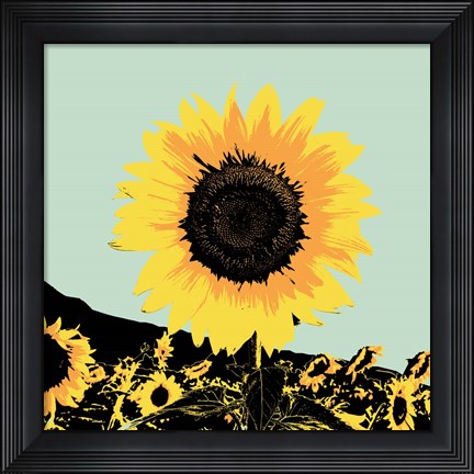 Framed Pop Art Sunflower I Print