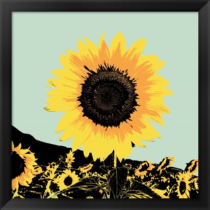 Framed Pop Art Sunflower I Print