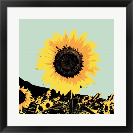 Framed Pop Art Sunflower I Print