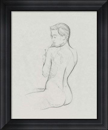 Framed Female Back Sketch I Print