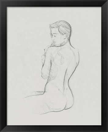 Framed Female Back Sketch I Print