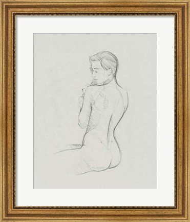 Framed Female Back Sketch I Print
