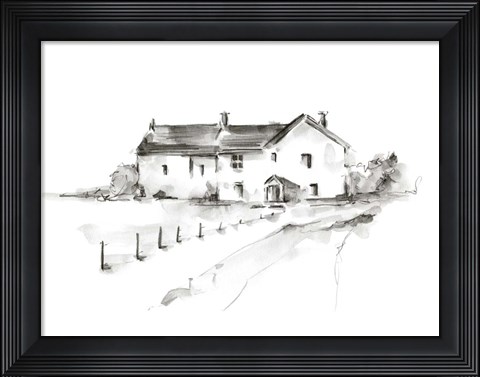 Framed Rural Farmhouse Study I Print