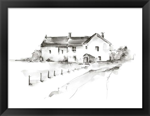 Framed Rural Farmhouse Study I Print