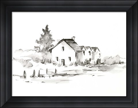 Framed Rural Farmhouse Study II Print