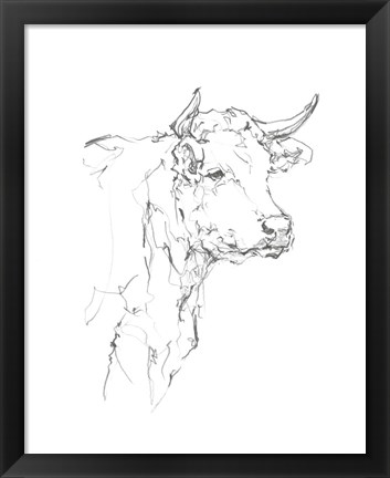 Framed Bovine Quick Study I Print