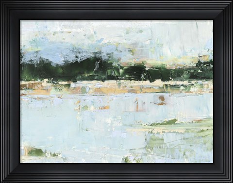 Framed Treelined Waterfront I Print