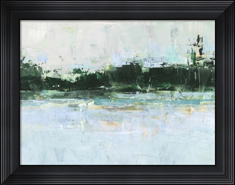 Framed Treelined Waterfront II Print