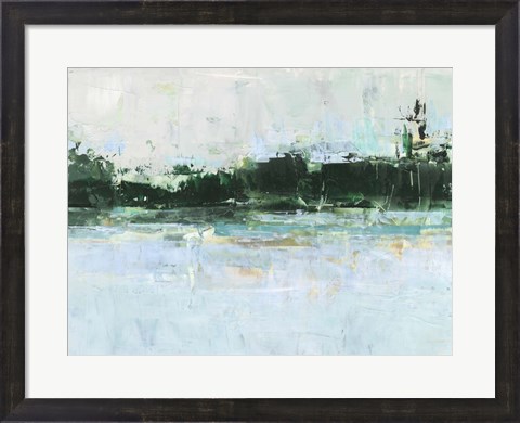Framed Treelined Waterfront II Print