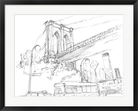 Framed Pencil Cityscape Study I Print