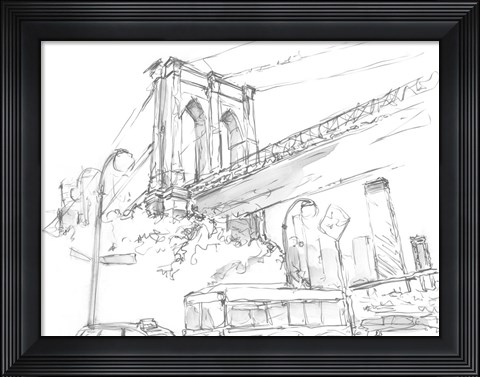 Framed Pencil Cityscape Study I Print