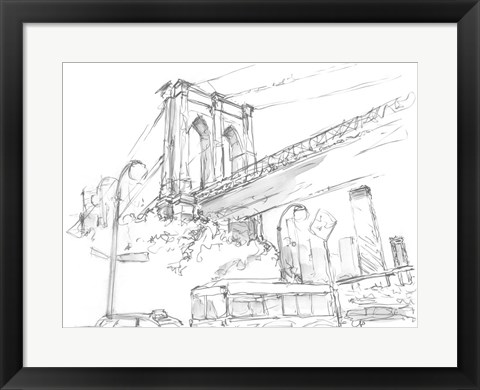 Framed Pencil Cityscape Study I Print