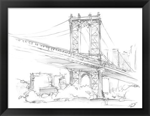 Framed Pencil Cityscape Study II Print