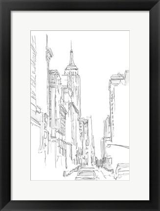 Framed Pencil Cityscape Study III Print