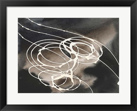 Framed Midnight Swirl I Print