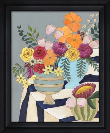 Framed Striped Tablecloth I Print