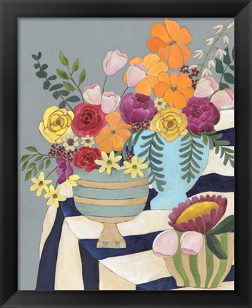 Framed Striped Tablecloth I Print