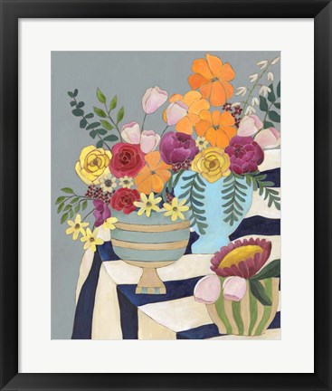 Framed Striped Tablecloth I Print