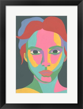 Framed Colorblock Face I Print