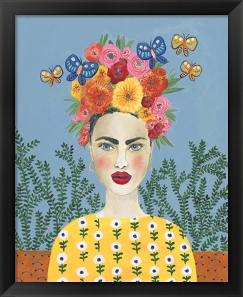 Framed Frida Headdress I Print