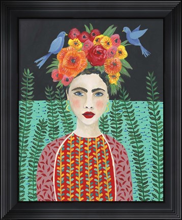Framed Frida Headdress II Print