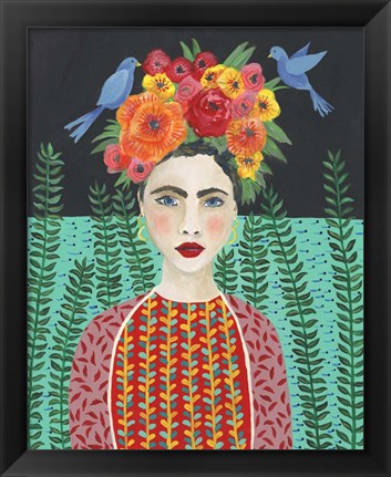 Framed Frida Headdress II Print