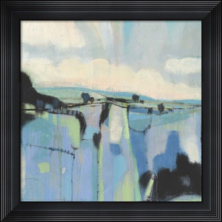 Framed Abstract Shades of Blue I Print