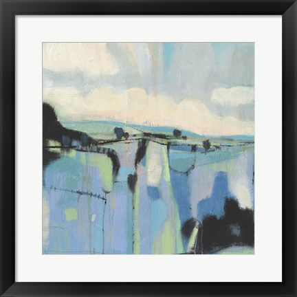 Framed Abstract Shades of Blue I Print