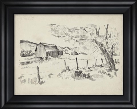 Framed Sketched Barn View II Print