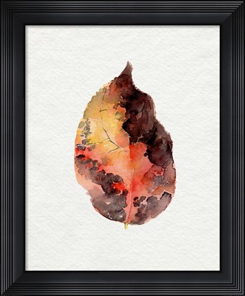 Framed Watercolor Autumn Leaf I Print