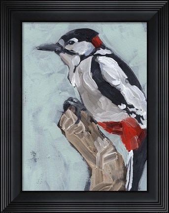 Framed Woodpecker Paintstrokes I Print