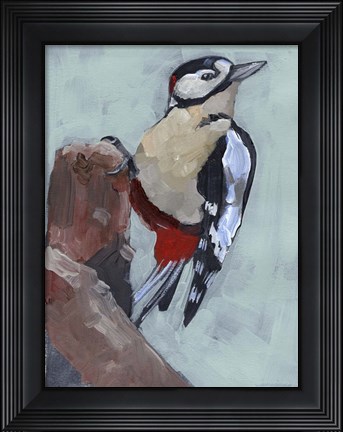 Framed Woodpecker Paintstrokes II Print