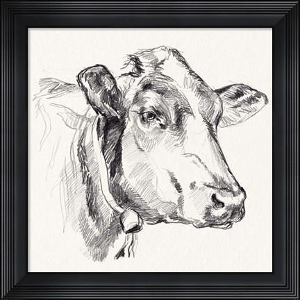 Framed Holstein Portrait Sketch I Print