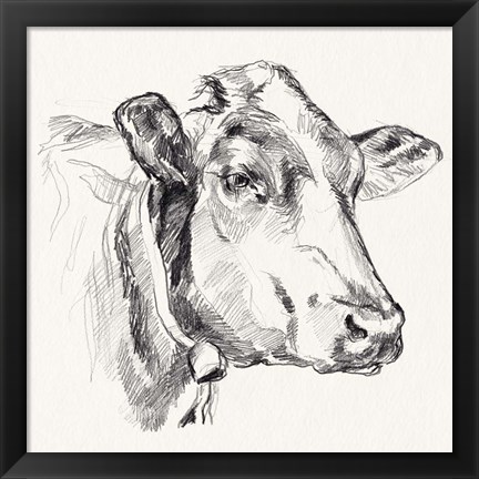 Framed Holstein Portrait Sketch I Print