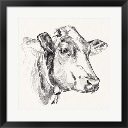 Framed Holstein Portrait Sketch I Print