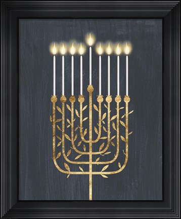 Framed Golden Hanukkah I Print