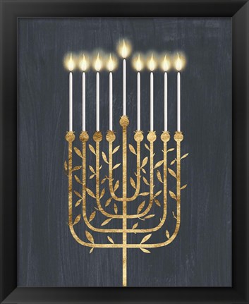 Framed Golden Hanukkah I Print