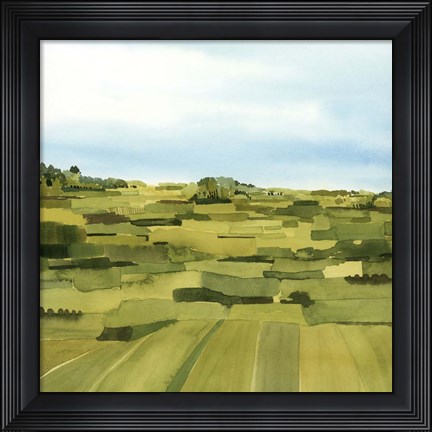 Framed Green Gold Valley I Print