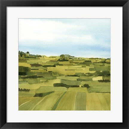 Framed Green Gold Valley I Print