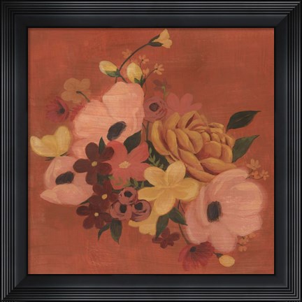 Framed Burnt Orange Bouquet I Print